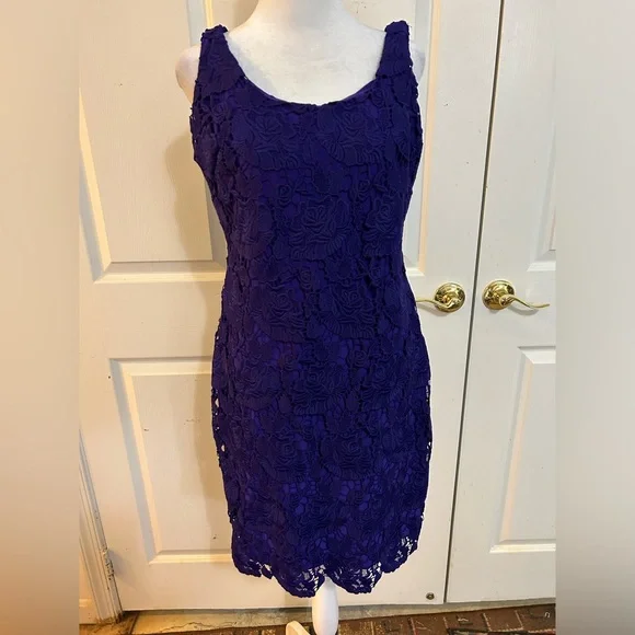 Lauren Ralph Lauren Royal purple lace formal dress, size 8